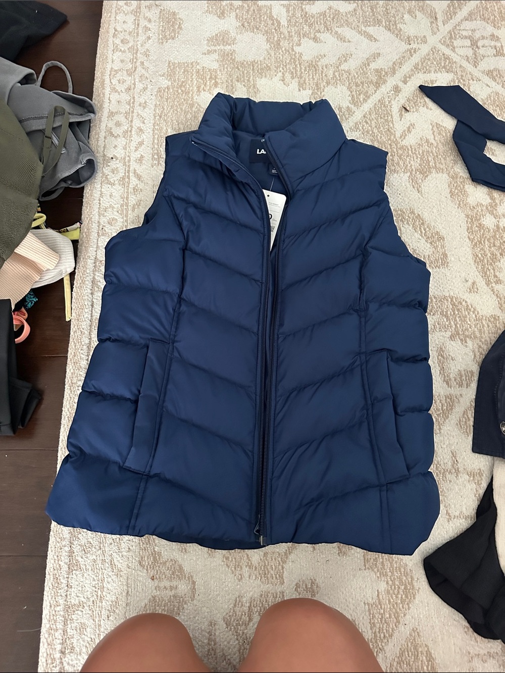 Lands' End Navy Quilted Puffer Vest